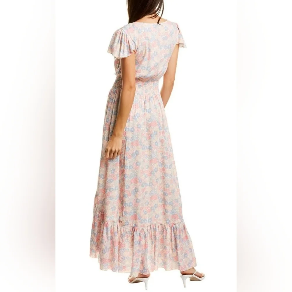 NWT! Luxe Bobi Anthro Pastel Chic Floral Print Ruffled Cottagecore Maxi Dress XS - Picture 11 of 16